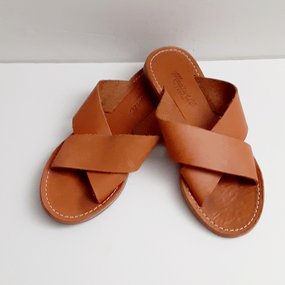 Madewell Shoes - Madewell camel leather slides sandals